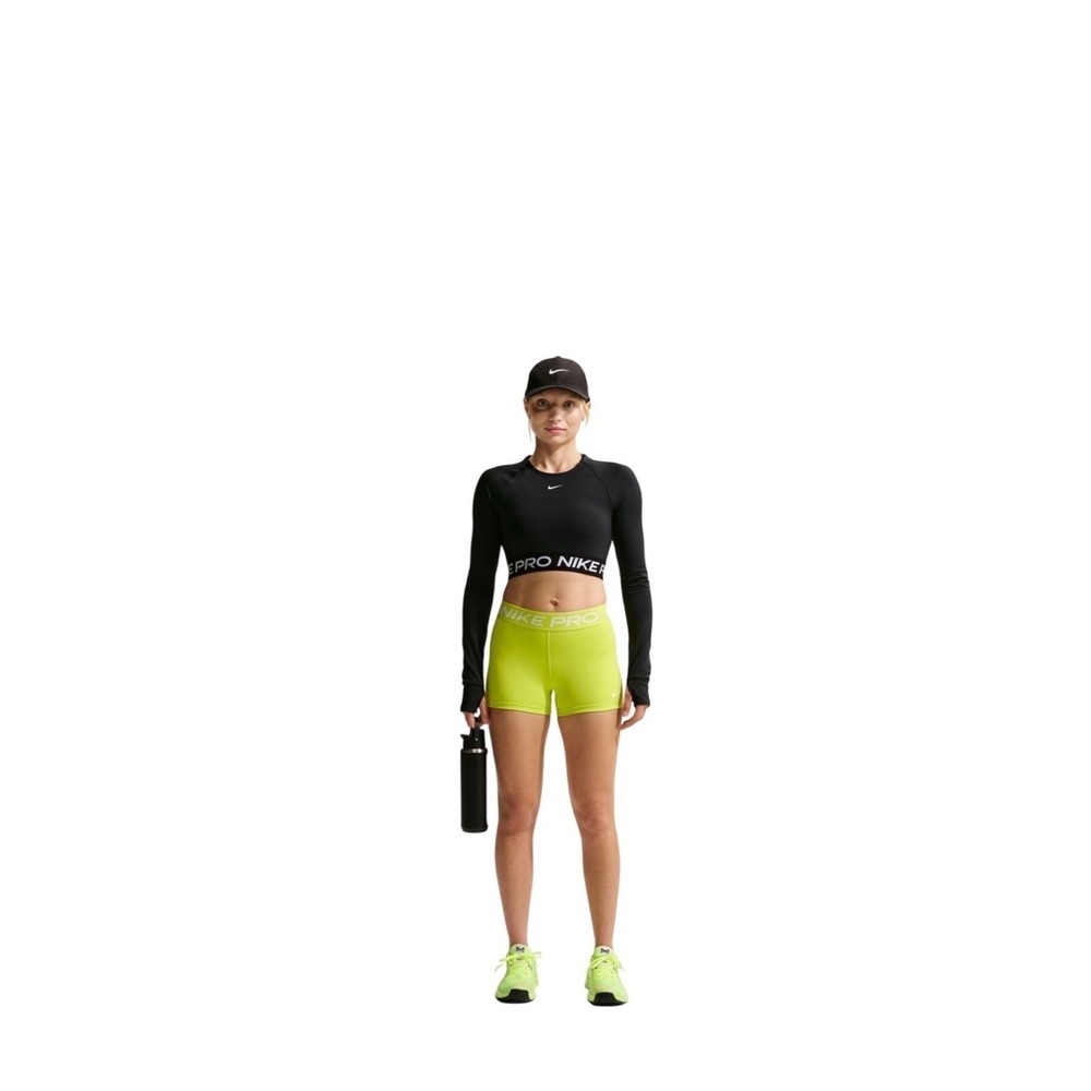 Nike Pro 365 Womens 3 Inch Shorts Volt Neon Yellow CZ9857-389 Size SMALL NEW